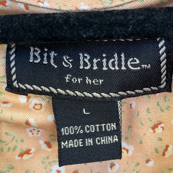 Bit & Bridle Sleeveless Shirt Wm’s Sz Lrg Brown Floral Print Ranch Western Top - Picture 4 of 4